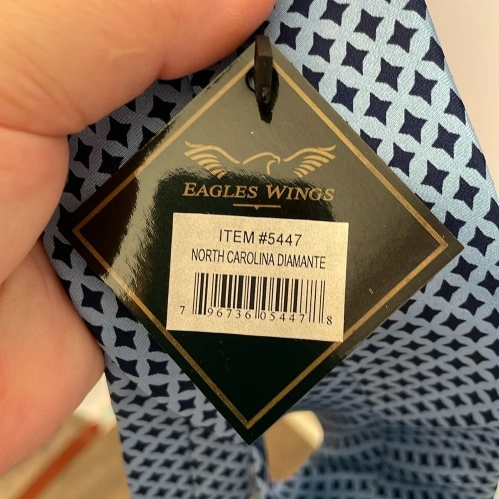 Eagle Wings Geometric Silk University of North Carolina Necktie Tie Diamante